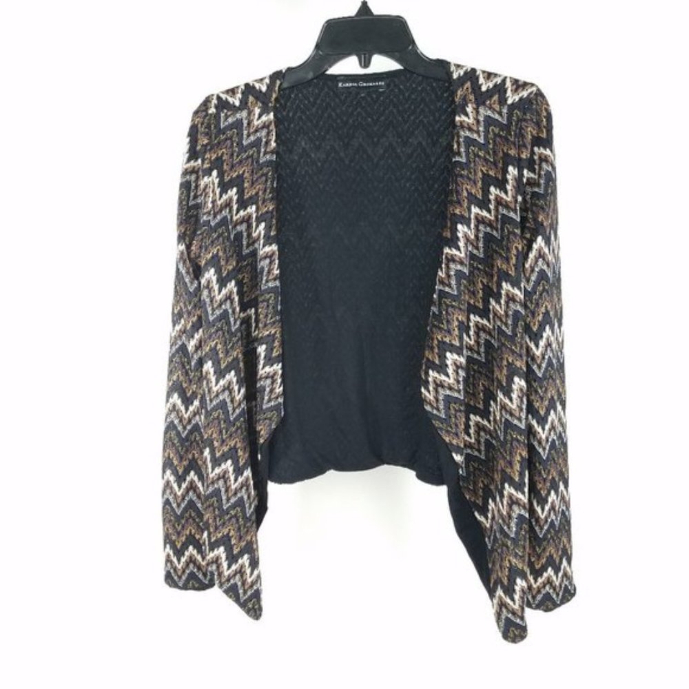 Karina Grimaldi Black Gold Chevron Open Cardigan